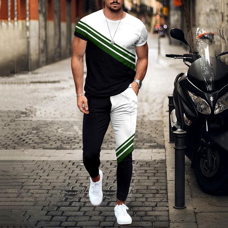 Men's Clothing loose sports suit 3D digital printing personalized fashion short-sleeved trousers_autovado.com