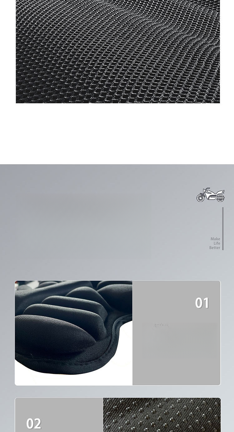 Double seater 3D shock-absorbing and breathable electric vehicle cushion, all season universal motorcycle seat cushion_autovado.com
