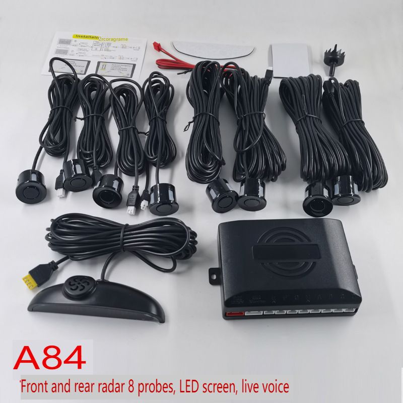 8-Sensor LED Parking Radar System With Voice Alerts & Crescent Display - Universal Front/Rear Bumper Parking Assistant For Cars/SUVs/Trucks_autovado.com