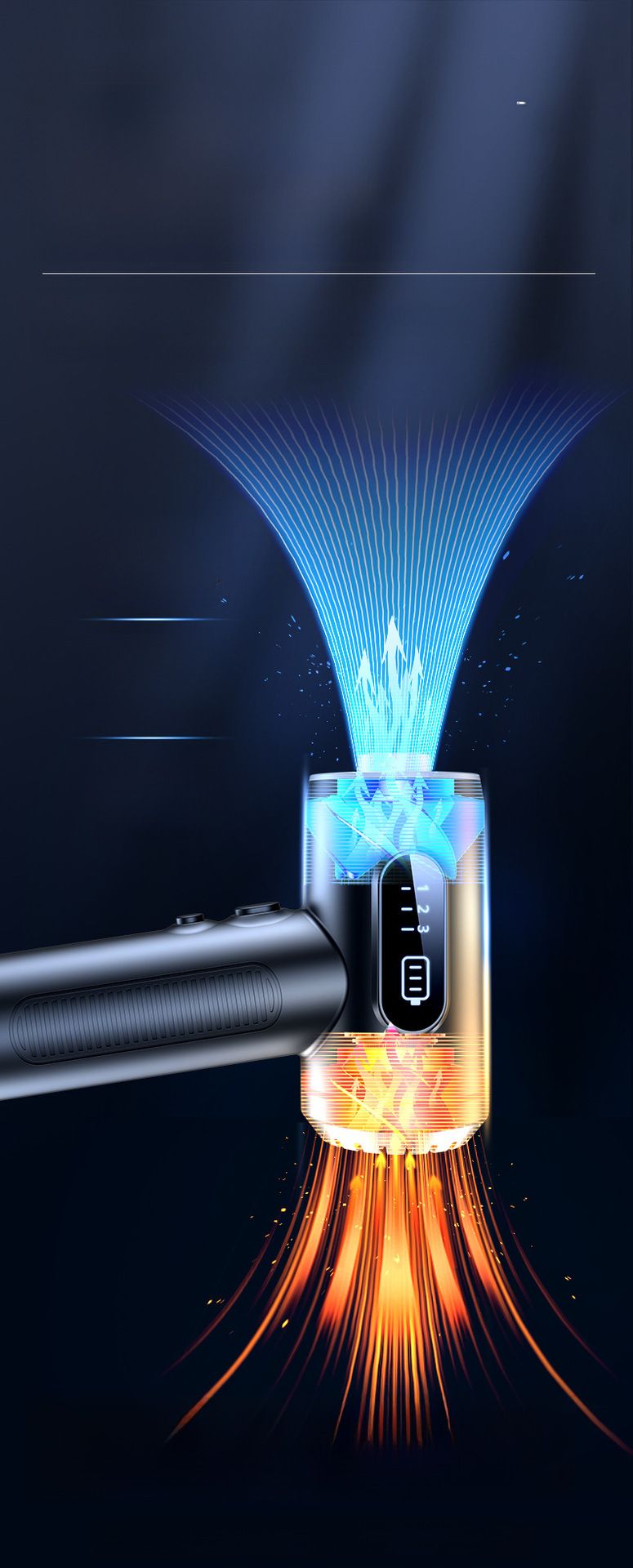 New dust blower blowing and suction integrated handheld high power 50000RPM portable vacuum cleaner for car with digital display_autovado.com