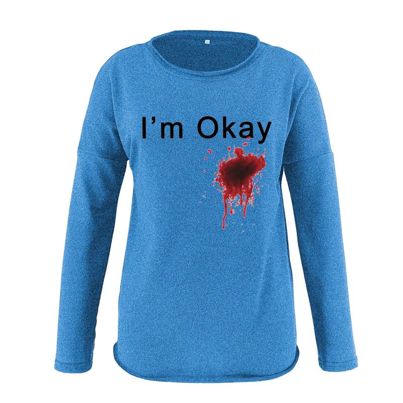Women's Clothing I'M OKAY printed sweatshirt women's loose bat long sleeve top_autovado.com