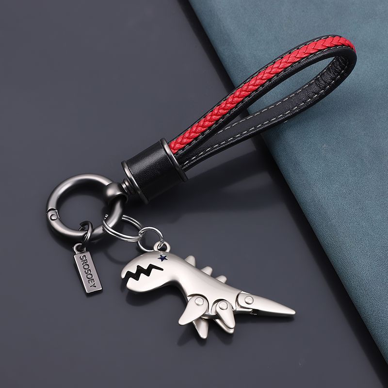 Cow Leather Keychain Internet Celebrity Little Dinosaur Pendant Cute Cartoon Car Key Chain Pendant Creative Gift For Women_autovado.com