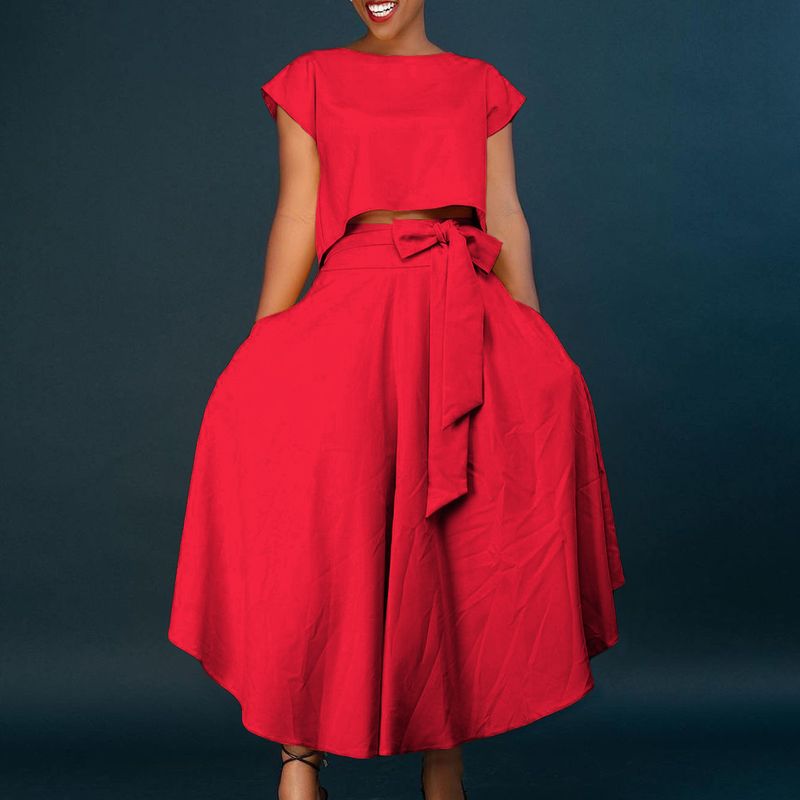 Women's Clothing plus size women's clothing 2023 new fashion temperament casual tops big swing skirt suit_autovado.com