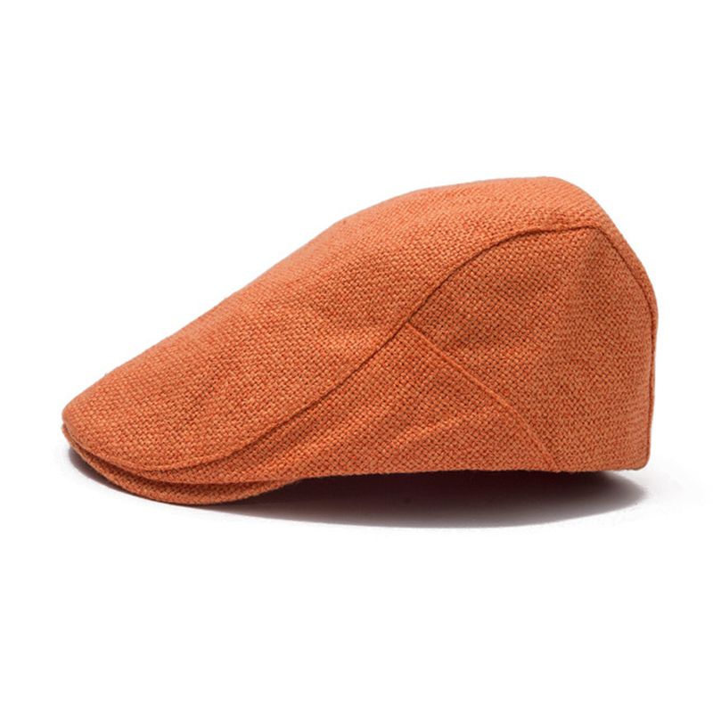 Hot Sale FLAT CAP Summer Mens Beret Linen Peaked Adjustable Newsboy Cap Breathable Vintage Solid Black Ivy Duckbill Hat_autovado.com