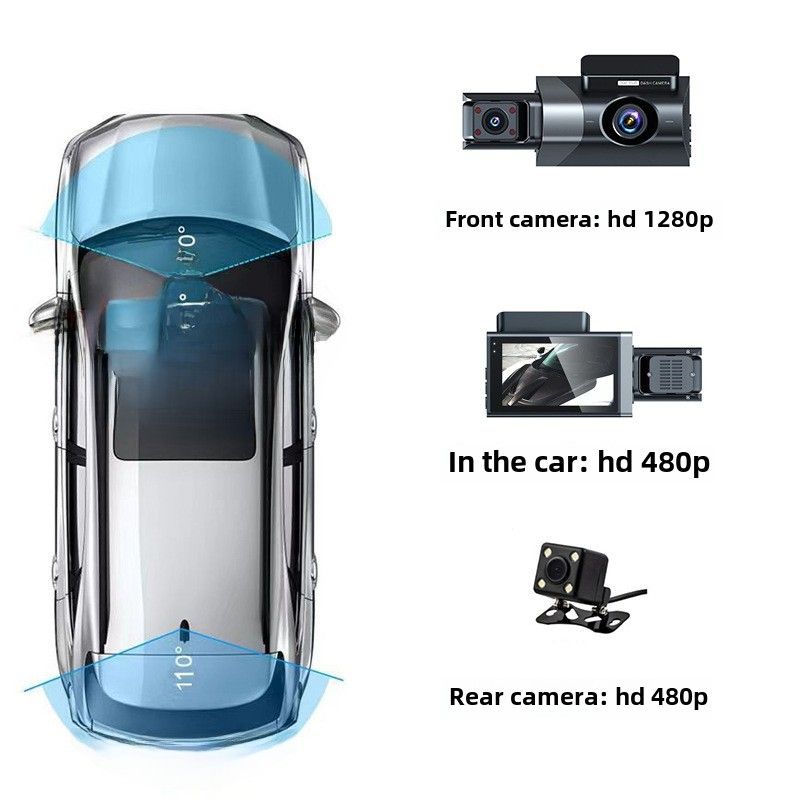 High-definition 1080P three-recording driving recorder multi-lens panoramic parking app interconnected monitoring vehicle camera_autovado.com