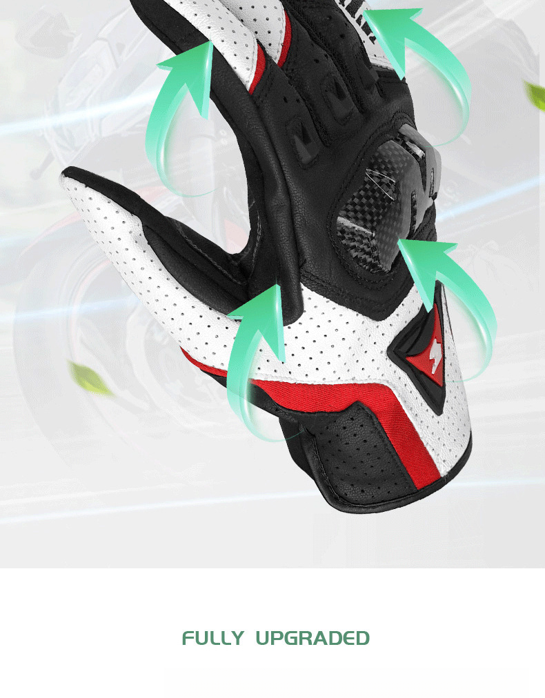 Accessories Riding Genuine Leather Gloves For Men Carbon Fiber Electric Bike Motorcycle Protective Gear Summer Anti-drop_autovado.com