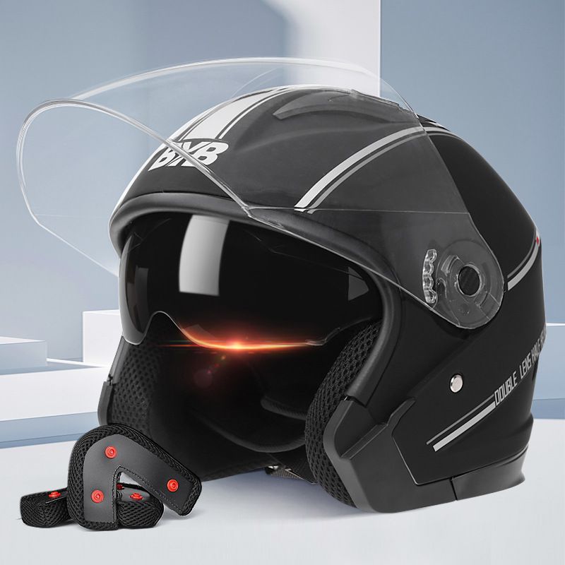 Scooter helmet Motorcycle helmet Men's and women's ventilated double mirror half helmet Motorcycle helmet Cycling helmet_autovado.com