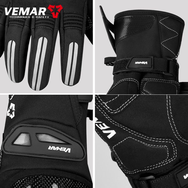 Vemar Riding Autumn Winter Men Windproof Waterproof Fleece Lined Non-Slip Warm Electric Bike Motorcycle Gloves_autovado.com
