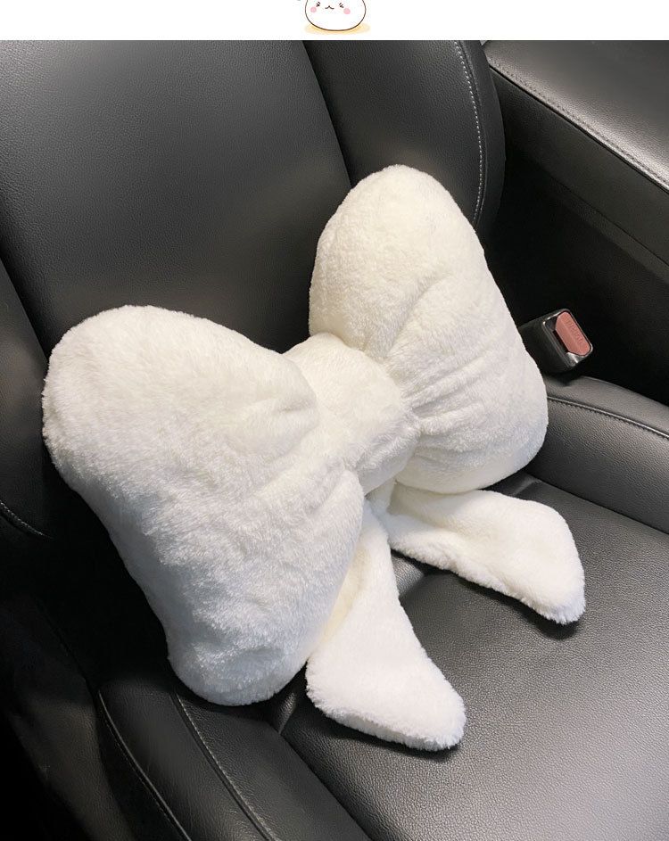 Car Winter Headrest Plush Neck Pillow Internet Popular Cute Bow Car Seat Winter Car Lumbar Headrest_autovado.com
