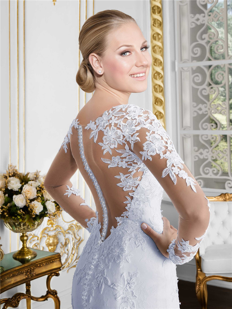 Women's Clothing Long-sleeved shoulder lace slimming palace vintage wedding dress_autovado.com