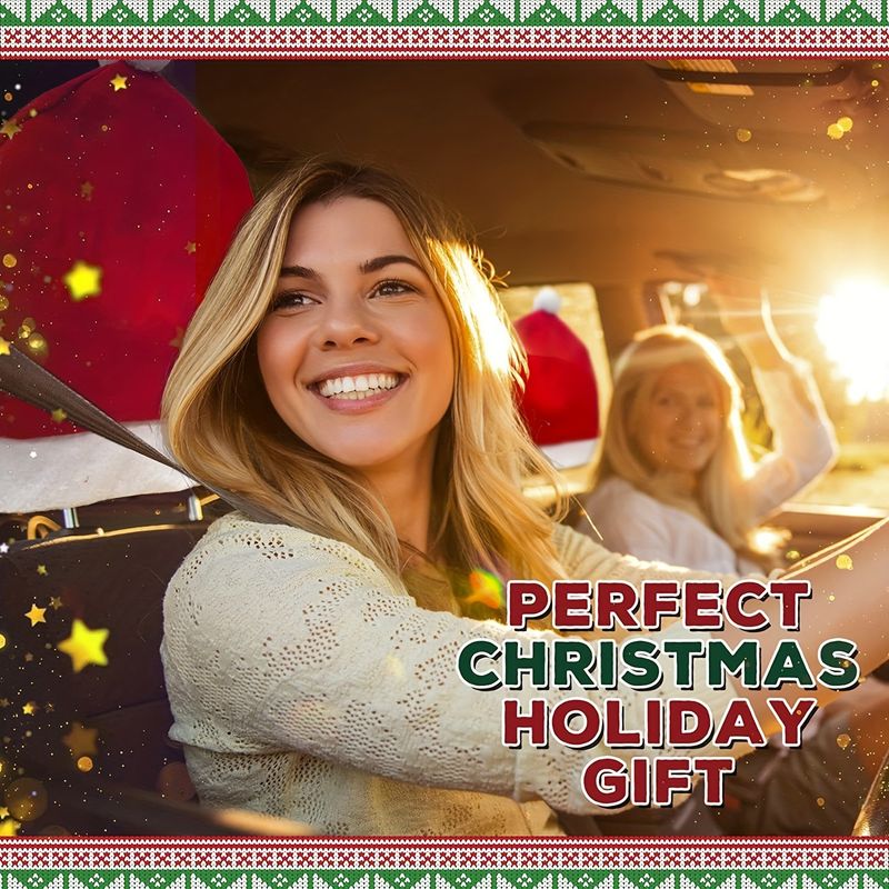 Christmas Car Seat Santa Hat Cross-Border Hot-Selling Headrest Cover Decorative Supplies Scene Setup Props_autovado.com