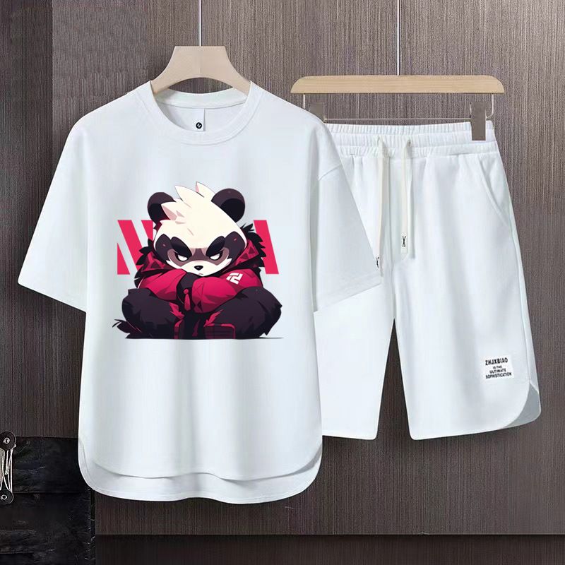 Men's Clothing 2024 Waffle Casual Summer Suit Men's Loose Teen Short sleeved T shirt Shorts Handsome Two piece Suit_autovado.com