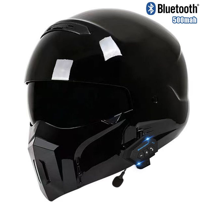 DOT & 3C Certified Retro Motorcycle Half Helmet With Bluetooth – Samurai Black Scorpion Design – Vintage Harley Style For Men_autovado.com