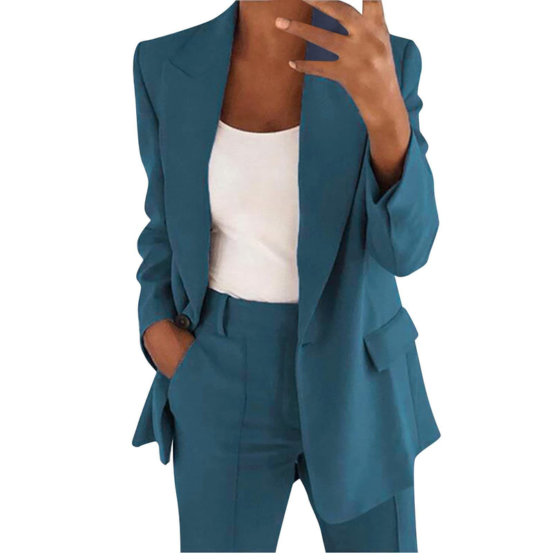 Women's new fashion button slim lapel cardigan temperament blazer suit_autovado.com