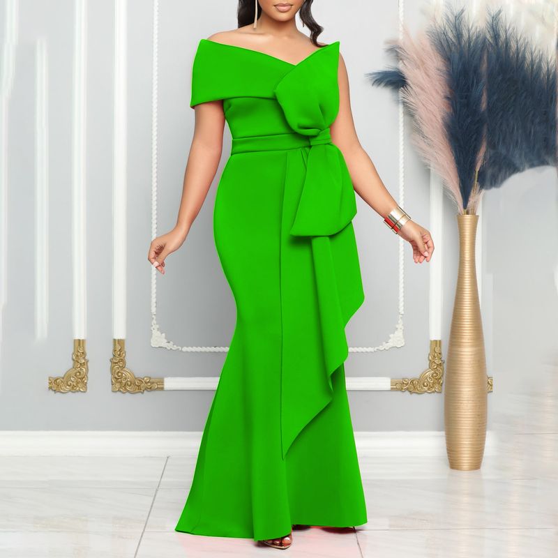 Women's Skirts Slant Collar Tube Top Large Size Dress Evening Dress_autovado.com