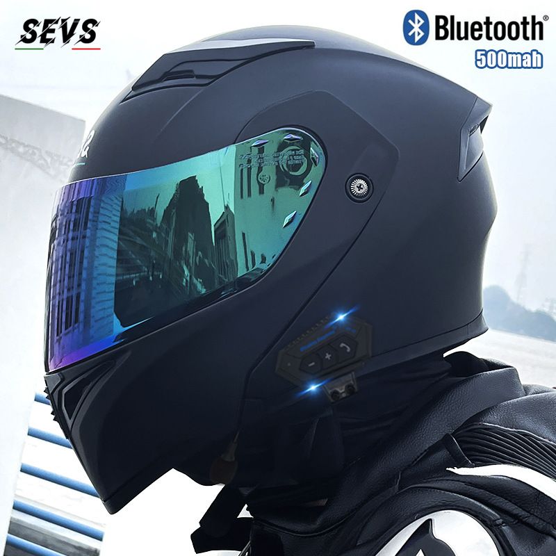 Modular Motorcycle Helmet – Flip-Up Full Face Helmet With Dual Visor & Bluetooth (Matte Black/Gloss White/Cement Grey, Multi-Size)_autovado.com