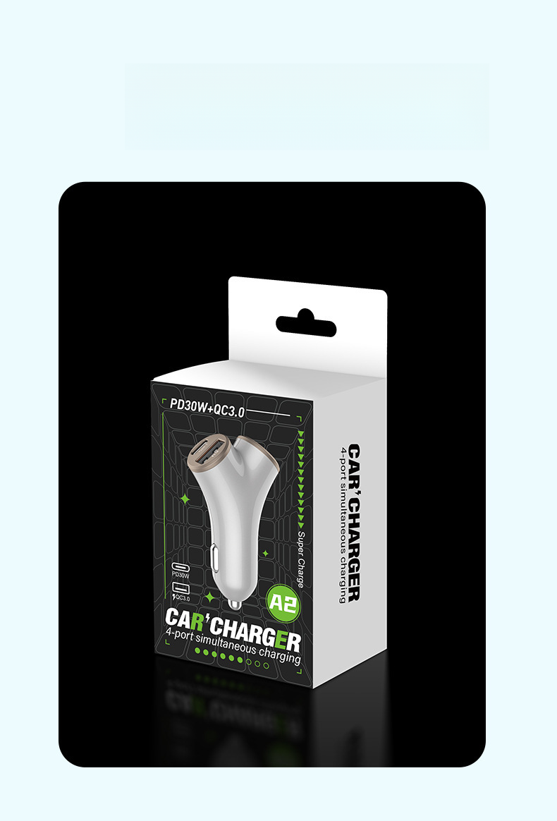 New Y-shaped Four Port 78W Super Fast Charging Car Phone Charger_autovado.com