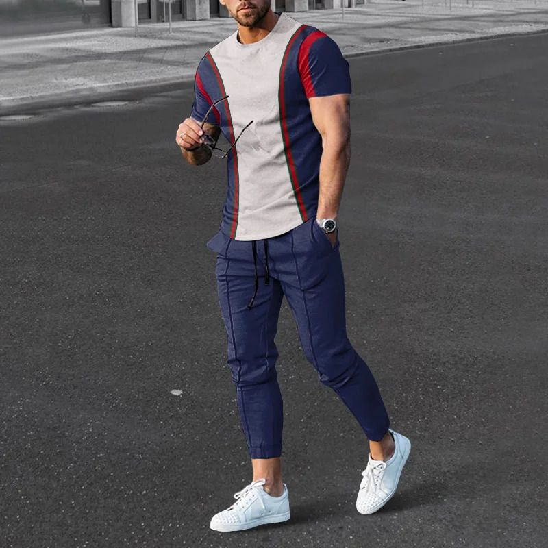 Men's Clothing loose sports suit 3D digital printing personalized fashion short-sleeved trousers_autovado.com