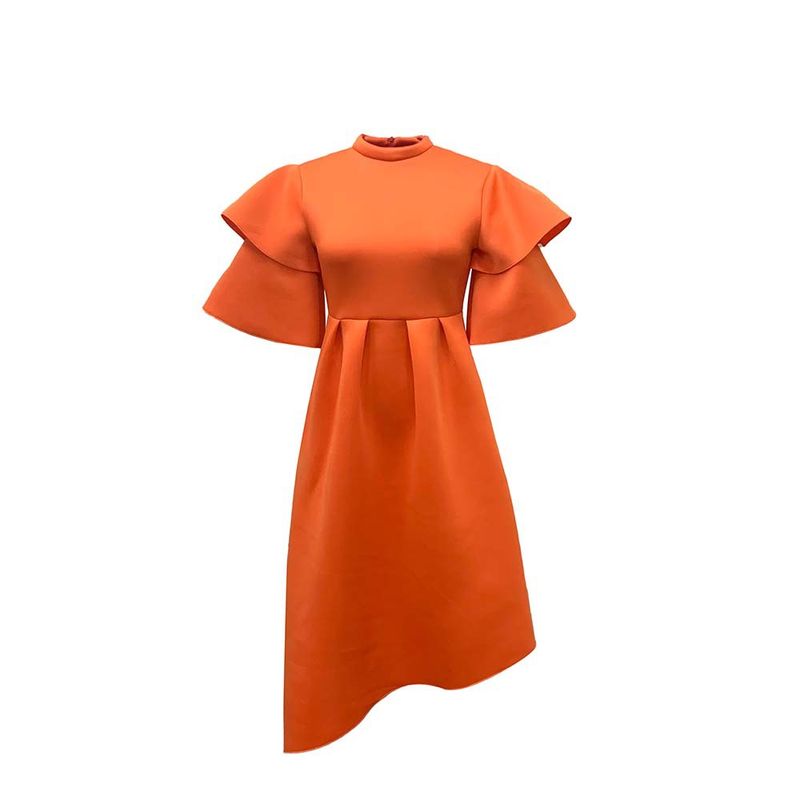 Women's Clothing women's new style double half turtleneck solid color large swing evening dress large size dress_autovado.com