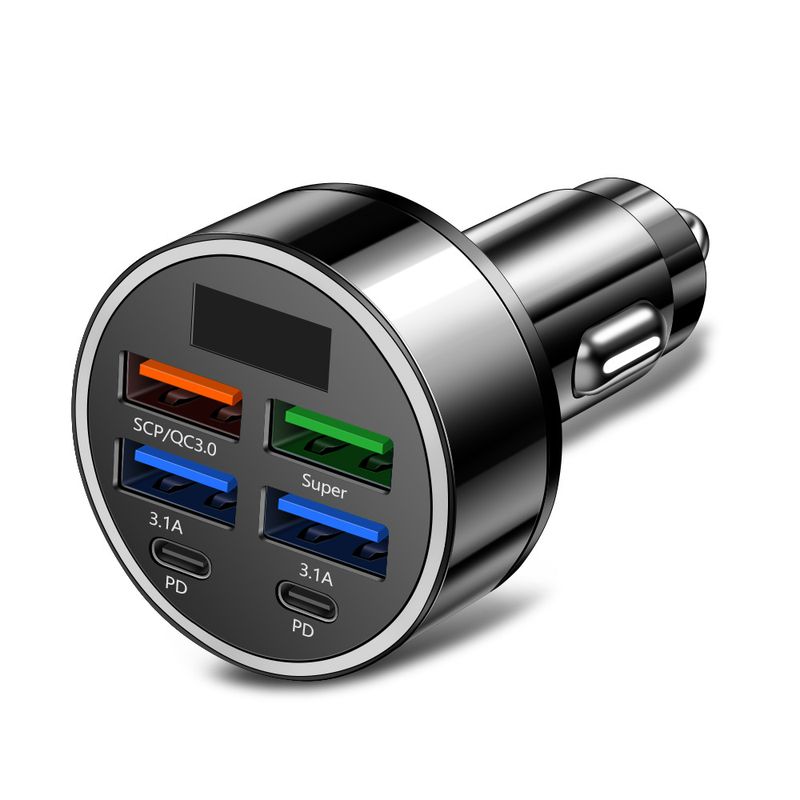 6-in-1 Multi Port Digital Display Ultra 6-port With Voltage Car Charging, One Trailer For Six Fast Charging Cars_autovado.com