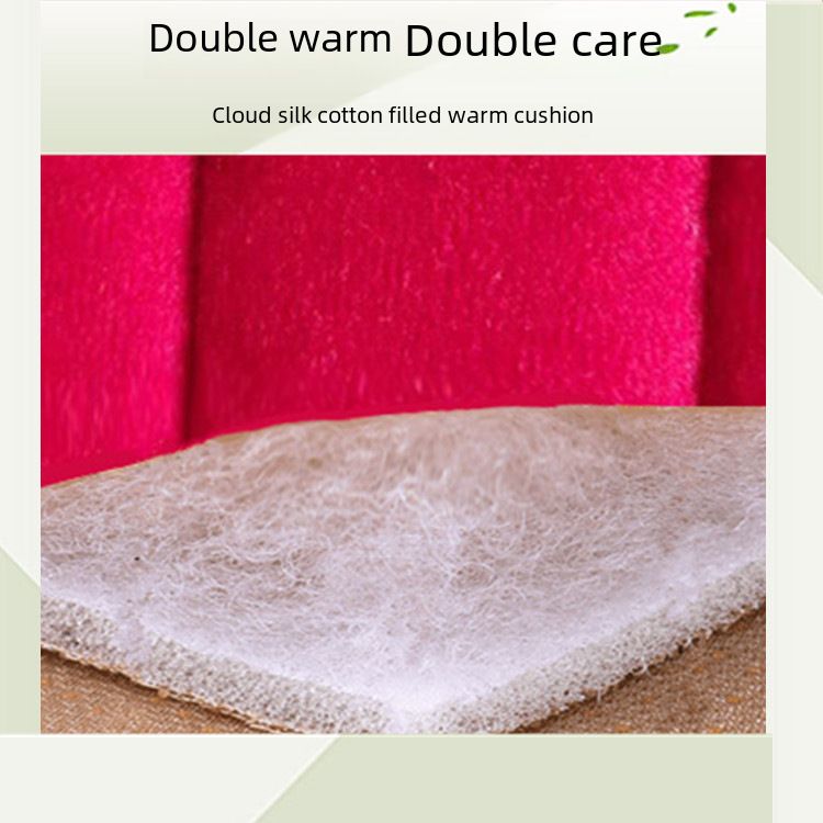 Winter car seat cushion no backrest square embroidered plush tie-free warm three-piece front and rear row single seat cushion_autovado.com