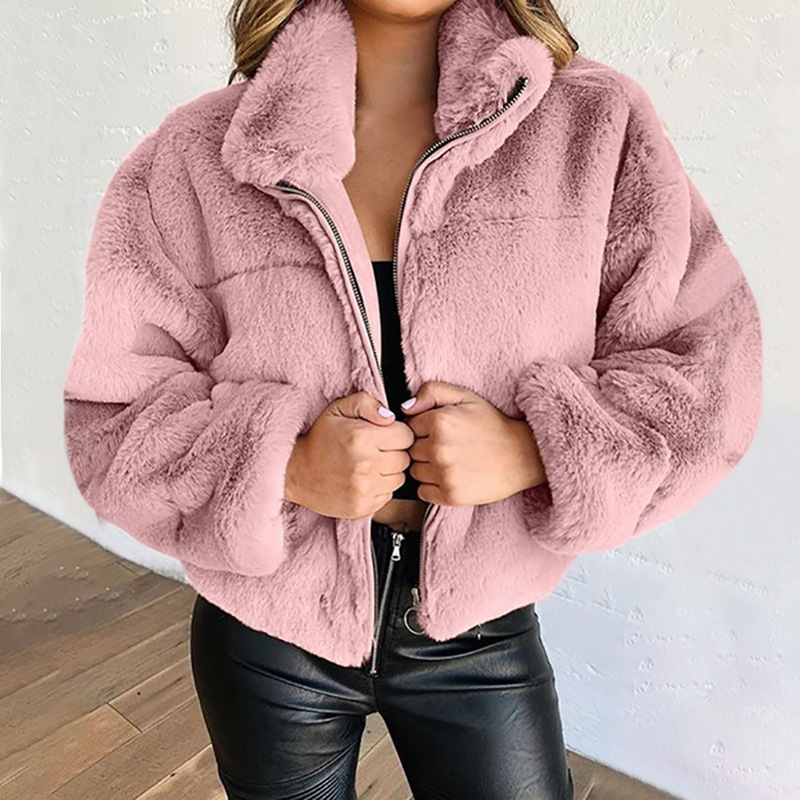 Women's Clothing clothing autumn and winter rabbit fur fur zipper cardigan plush warm jacket_autovado.com