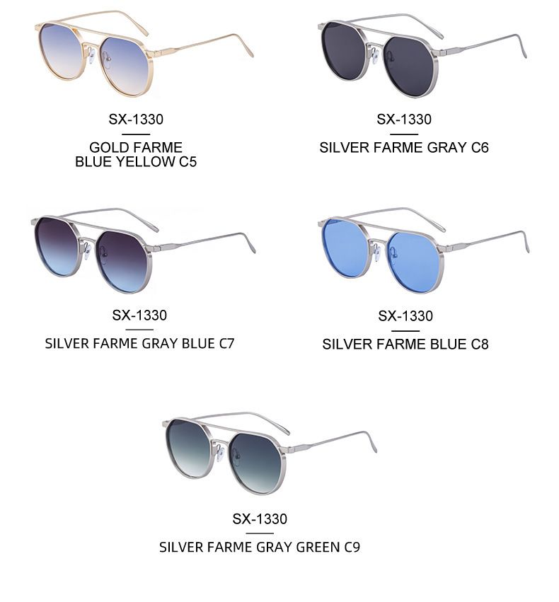 Unisex Vintage round frame sunglasses for men metal double beam driving sunglasses for men_autovado.com