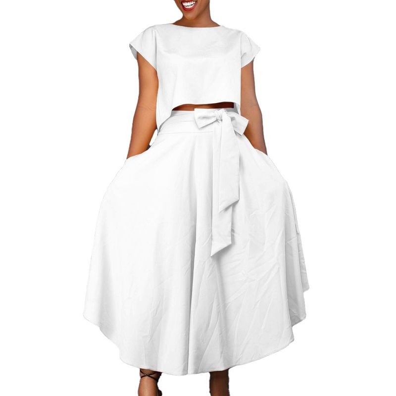 Women's Clothing plus size women's clothing 2023 new fashion temperament casual tops big swing skirt suit_autovado.com