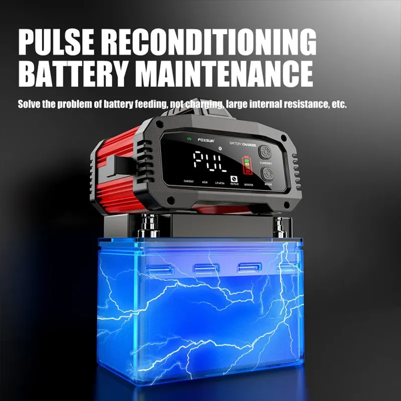 Portable 25A/15A Smart Car Battery Charger For 12V-24V Motorcycle Lead Acid AGM GEL LiFePo4 Batteries Auto Booster Pulse_autovado.com