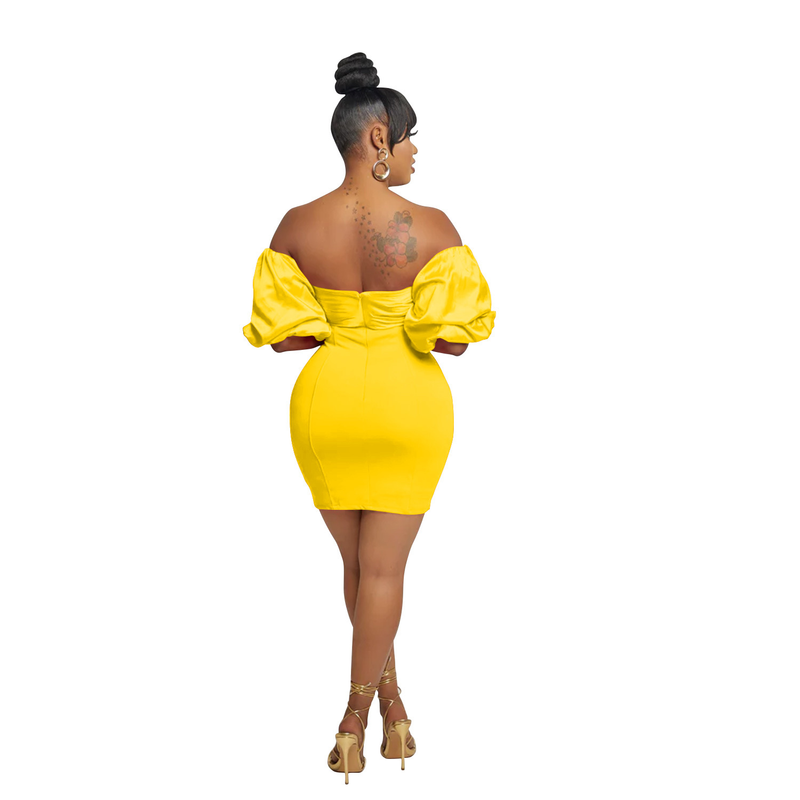 Women's Clothing fashion women's solid color short-sleeved pleated backless skirt dress_autovado.com