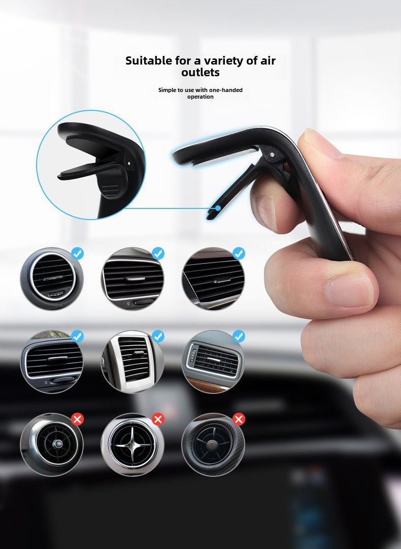 Cross-border hot selling magnet car phone holder car car air outlet L bracket holder factory wholesale_autovado.com