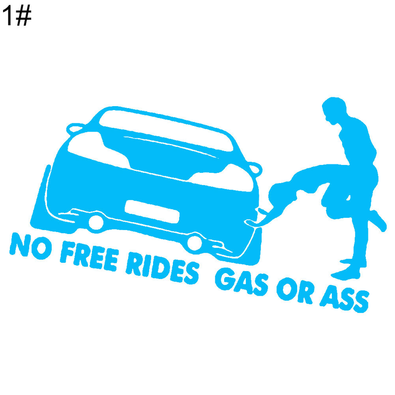 Yuanmheng Funny No Free Rides Gas or Ass Car Vehicle Reflective Decals Sticker Decoration_autovado.com