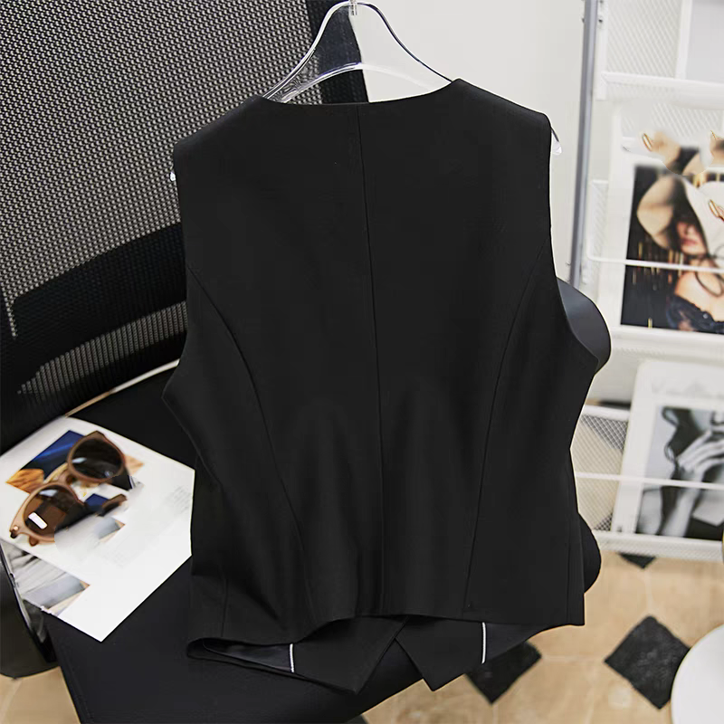 Women's Clothing fashion waist short vest jacket in summer high-end temperament V-neck white suit vest_autovado.com