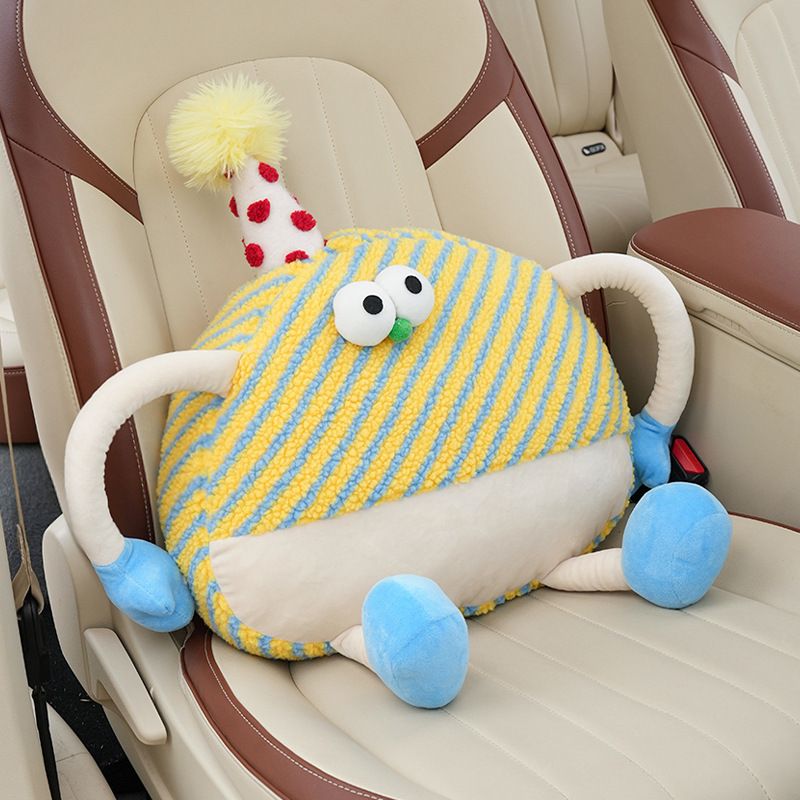 Cute Lumbar Support Cartoon Creative Monster Comfortable Car Headrest Neck Pillow Interior Accessories For Women_autovado.com