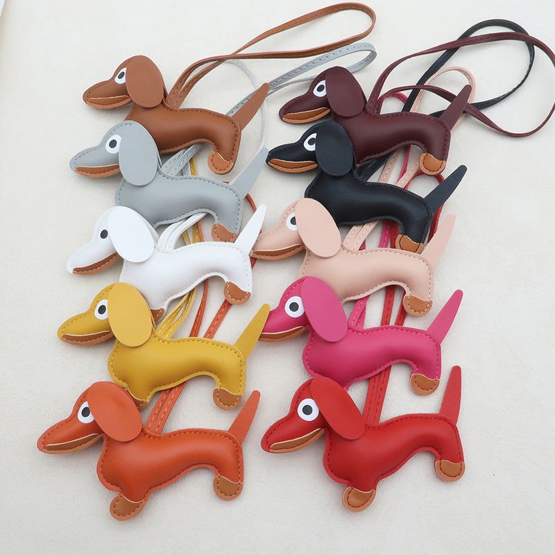 Dachshund Pendant Cute Diy Lanyard Leather Puppy Bag Pendant Schnauzer Couple Car Pendant_autovado.com