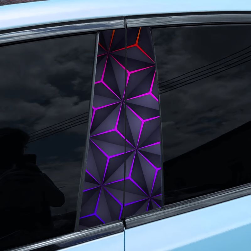 Geometric Square Car Center Column Window Trim Anti-Scratch Personalized Creative Decorative Sticker Protective Film_autovado.com