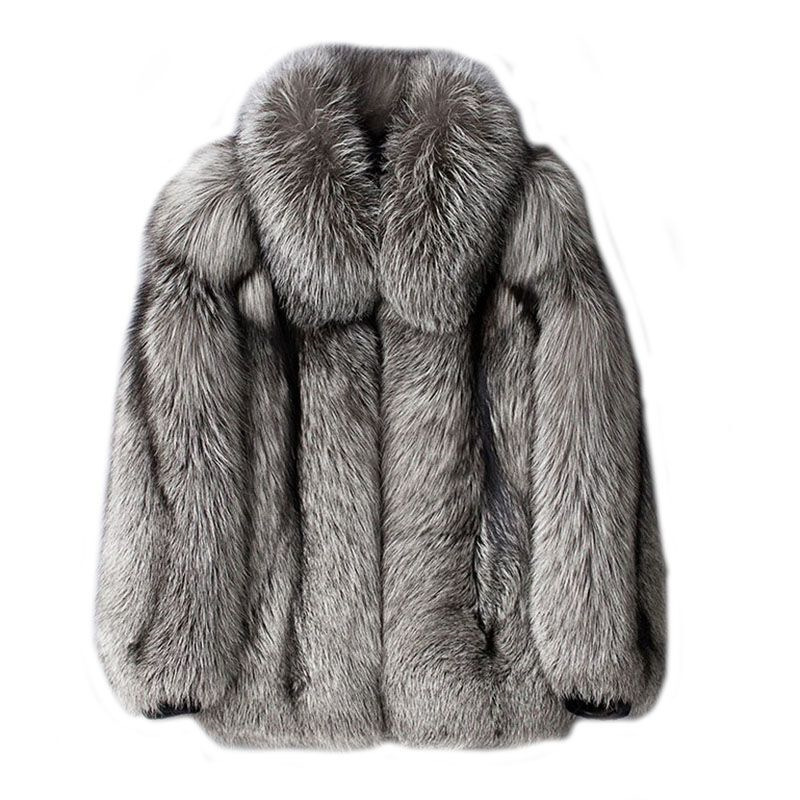 Men's clothing Autumn-winter fur men's coat Fashion casual silver fox fur coat thickened to keep warm_autovado.com