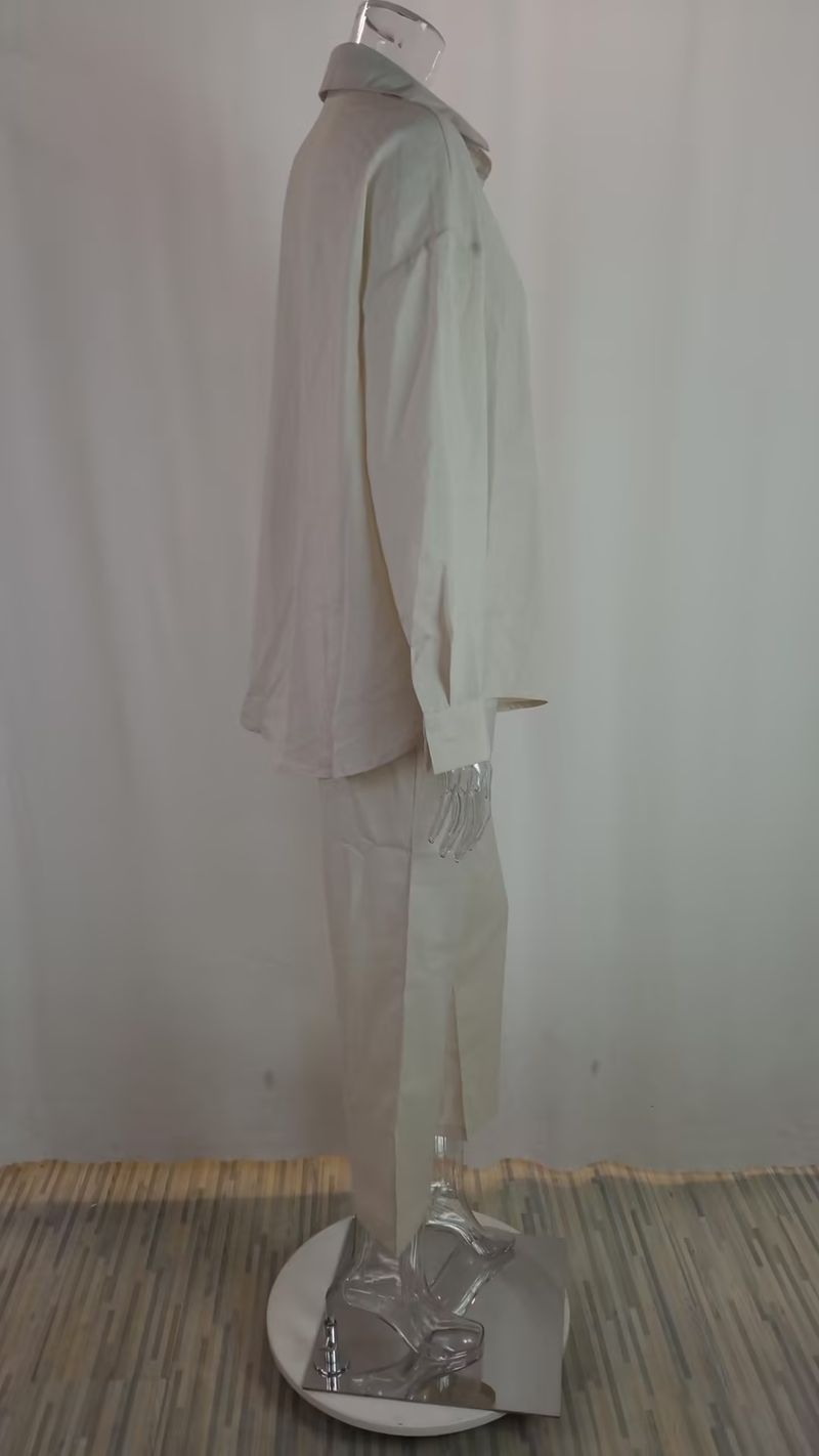 Temperament Lapel Long-sleeved Shirt Lace-up Pants Fashion Casual Suit_autovado.com