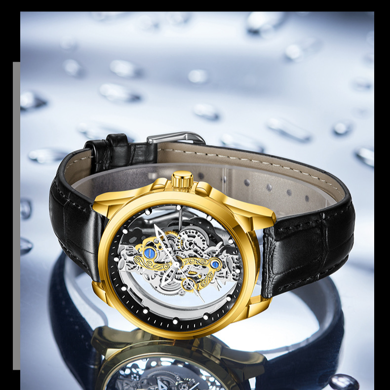 double-sided transparent hollow men's watch men's waterproof luminous quartz watch men's watch_autovado.com