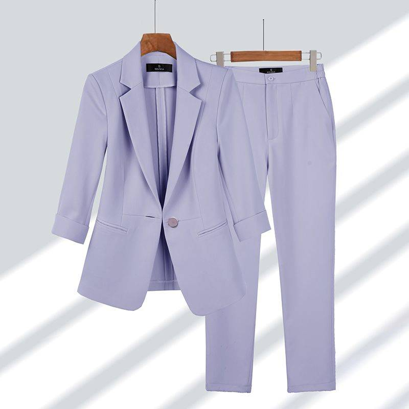 Spring Summer New Elegant Su Jacket Matching Set Women's Korean Chic Blazers Coat Pants 2 Piece Female Professional_autovado.com