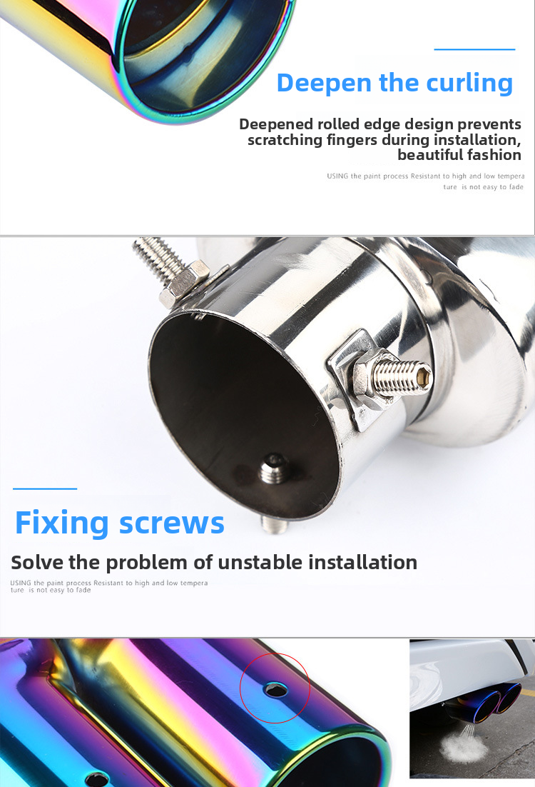 Stainless Steel Muffler Gas Cover Decoration Single Car Exhaust Pipe Universal Tail Throat_autovado.com