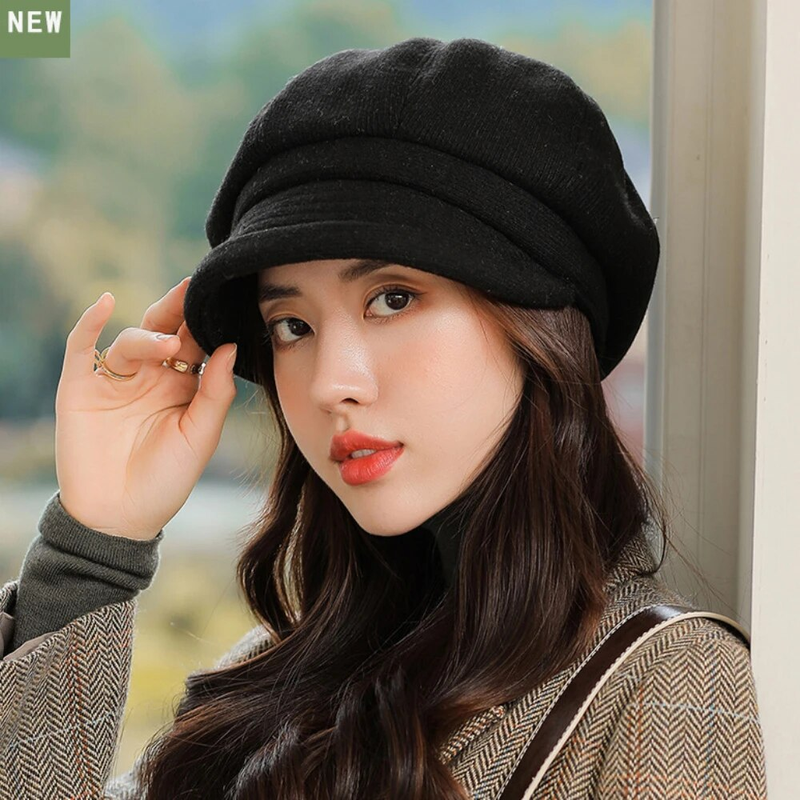 Hot Sale HT4270 Berets Women Solid Plain Autumn Winter Ladies Vintage Artist Painter Beret Hat Female Roll Brim Octagonal Cap_autovado.com