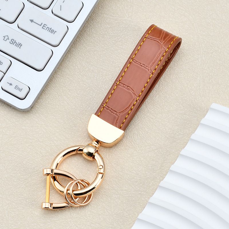 Fashion High End Car Anti Lost Key Ring Simple Leather Key Chain Pendant Creative Couple Business Key Chain_autovado.com