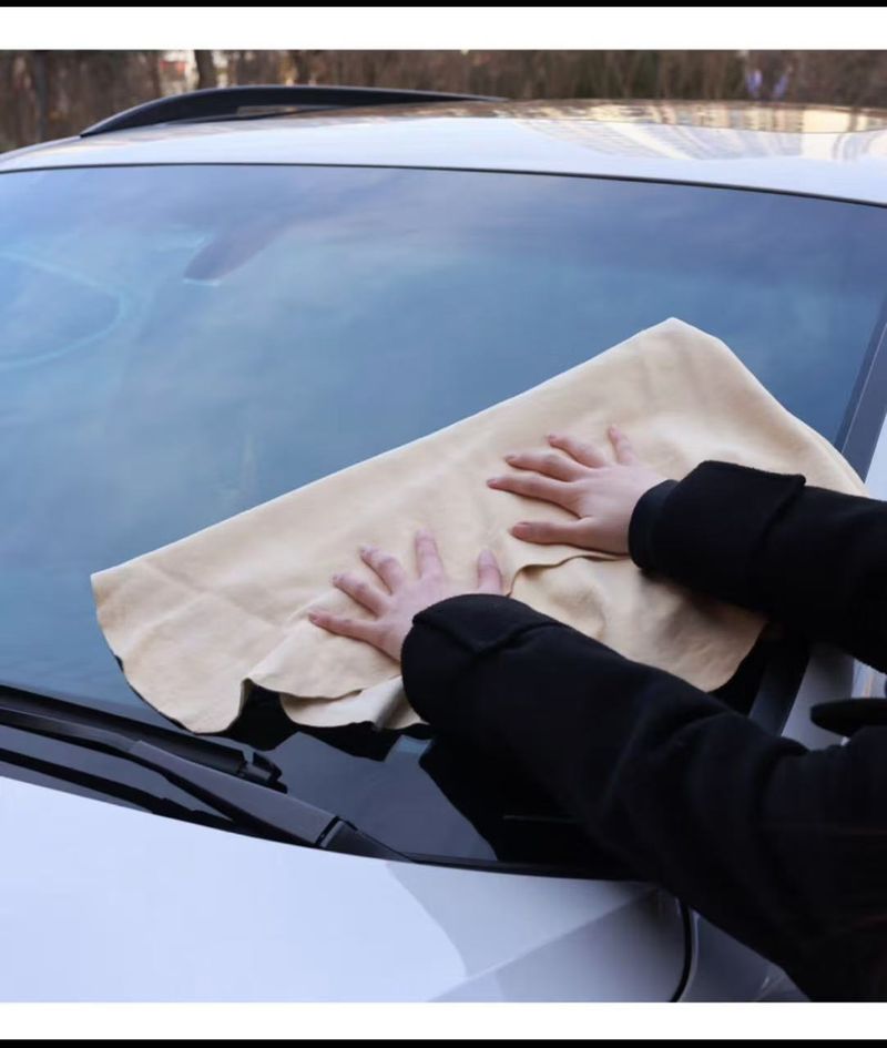 Suede Oil Tanned Leather, Naturally Shaped, Thickened, Water Absorbing Deer Skin Sheepskin Towel, Special Car Wash Cloth_autovado.com