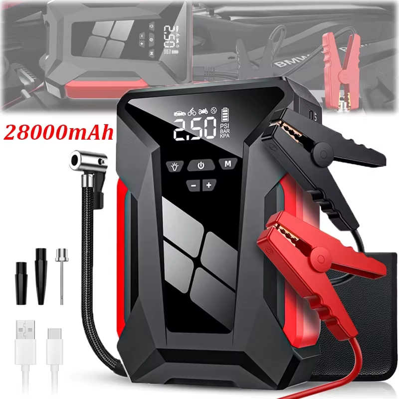 28000 MAh Car Jump Starter Multifunctional Automotive Energy Power 150PSI Fire Inflator Powerbank Air Pump With Bag_autovado.com