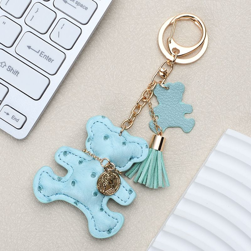 Ins Style Cute Necklace Bear Leather Key Pendant Creative Cartoon Ladies Bag Car Key Chain_autovado.com
