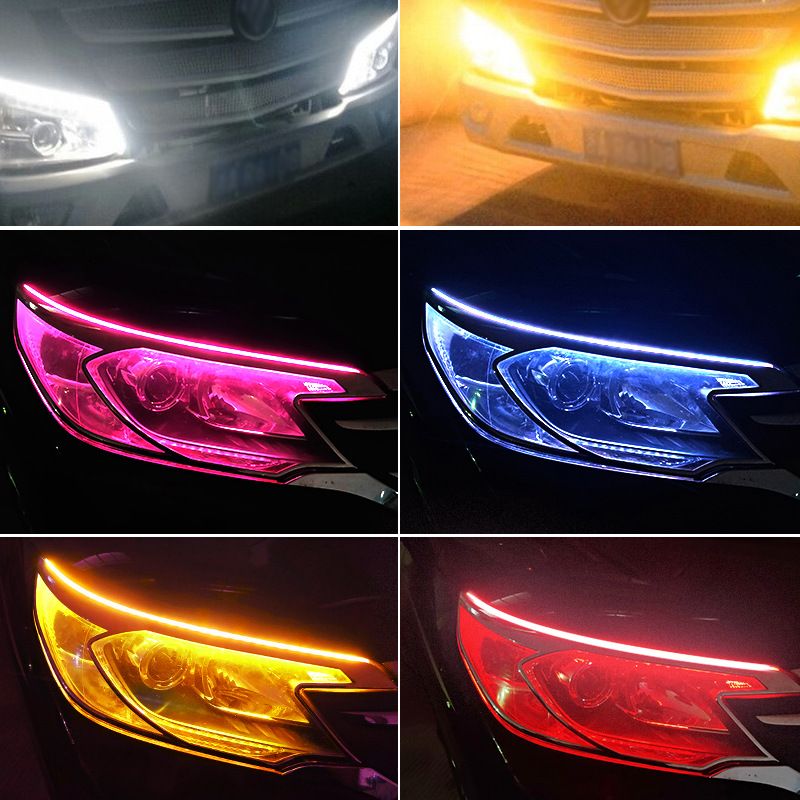 24V Dedicated Car Daytime Running Ultra-Thin Guide Strip Car-Specific White-Yellow Dual-Color Flowing Turn Signal Light_autovado.com