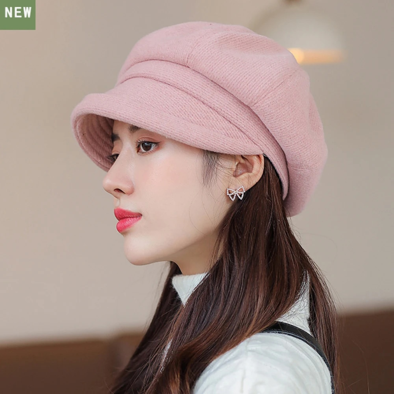 Hot Sale HT4270 Berets Women Solid Plain Autumn Winter Ladies Vintage Artist Painter Beret Hat Female Roll Brim Octagonal Cap_autovado.com