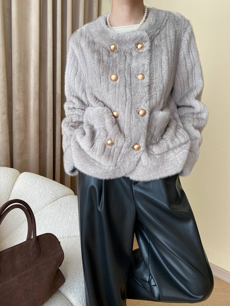 Women's Clothing marble texture design mink plush eco-friendly fur coat_autovado.com