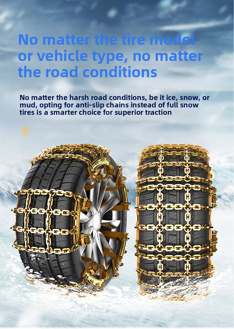 Car Tire Universal For Sedan SUV Emergency Snow Mud Manganese Steel Anti-Slip Chains Nine-Gong Style_autovado.com